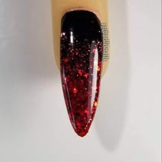 Black And Red Nails Glitter, Red And Black Ombre Gel Nails, Black Glitter Ombre Nails Coffin, Red Or Black Nails, Red And Black Ombre Nails Glitter, Black Red Glitter Nails, Black And Red Nails Ombre, Ombre Red And Black Nails, Red Nails With Black Glitter