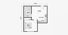 the floor plan for a two bedroom apartment with an attached kitchen and living room area