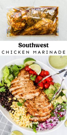 southwest chicken on a salad Southwest Chicken Marinade, Best Chicken Marinades, Marinades For Chicken, Tasty Healthy Meals, Easy Picnic Food, Easy Chicken Marinade, Easy Weekday Meals, Healthy Freezer Meals, Easy Chicken Breast