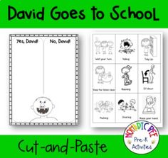 david goes to school cut and paste activity