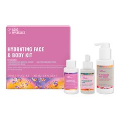 Hydrating Face & Body Kit - HYDRATING FACE & BODY KITIncludesHyaluronic Acid Boosting Essence: Formulated to promote the skin's ability to retain moisture (1.0 oz)Hyaluronic Acid Serum: Delivers deep hydration to plump the appearance of fine lines (1.0 oz)B5 Hydrating Body Serum: Replenishes moisture and leaves skin feeling smooth (3.3 oz) - Hydrating Face & Body Kit Good Molecules, Body Serum, Hyaluronic Acid Serum, Face Hydration, Skin Care Kit, Body Skin Care Routine, Beauty Bag, Ulta Beauty, Face Skin