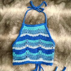 Cotton On Crochet Halter Top Size Xs Blue And White Stripes Halter Top Crochet Knit Open Back : Double Tie Closure Cropped Neck Tie Scalloped Edge Brand New With Tags Make Me An Offer Blue Cotton Crochet Top For Summer, Blue Cotton Crochet Lace Top, Blue Crochet Top With Knit Fabrication, Blue Knit Tops For Summer, Casual Blue Knit Crop Top, Blue Crochet Cotton Crop Top, Blue Crochet Top For Vacation, Beach Blue Knit Crochet Top, Blue Crochet Lace Top For Vacation