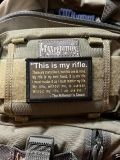 The Rifleman's Creed Morale Patch- 2x3 hook and loop Patch! Our Morale Patches are custom made. They are NOT embroidered which means the artwork will never fade or come unraveled! -Unlimited colors -Hi Res Images! -Awesome Photo quality detail -No threads to fray -Clean look without connecting threads between words -Durable because image is permanently dyed into the patch -Feel free to wash them off if they get dirty! -Photographs can be reproduced - not possible with embroidery -Smooth gradient Tactical Gear Storage, The Rifleman, Connecting Threads, Custom Patch, Morale Patches, Tac Gear, Tactical Gear Loadout, Army Pics, Tactical Patches