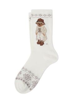 Cloud-soft cotton lends comfort with every step on these Polo Ralph Lauren. This pair showcases the Polo Ralph Lauren mascot in a cozy outfit. | Polo Ralph Lauren Women's Polo Winter Bear Socks, Ivory, 9 - 11 Polo Socks, Ralph Lauren Winter, Bear Socks, Ralph Lauren Polo Bear, Dream Wishlist, 2024 Wishlist, Cherry Baby, Slouch Socks, Winter Bear