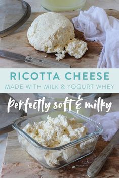 ricotta cheese made with milk and yogurt whey