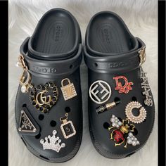 Black Platform Crocs With 14 Luxury Charms (Includes, Louis Vuitton, Fendi, Channel, Ysl, Dior, Gucci And More). Perfect Condition, Only Used Indoors And Super Comfy! Thanks For Stopping By! Please Look At All Photos. **Fast Shipper & Always Packaged W/Care!** ***Smoke Free*** *Any Questions?Leave A Comment Below!* **Friendly Reminder That Poshmark Charges 20% Fee. There Is Also Shipping Supply Expense And High Price Gas To Frequent Trips To Usps For Fast Shipping. Nonetheless Will Always Try To Provide Best Price, Therefore Please Feel To Submit Your Best Offer. ** Louis Vuitton Crocs, Black Platform Crocs, Platform Crocs, Black Crocs, Crocs Black, Women's Crocs, Friendly Reminder, Black Platform, Crocs Shoes