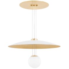 a white and gold light fixture hanging from a ceiling