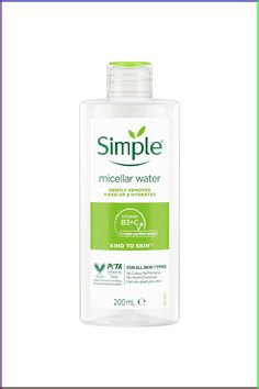 Simple Kind to Skin Cleansing Water Micellar 90% hydration boost facial cleanser and makeup remover, 200ml : Amazon.co.uk: Beauty Simple Micellar Water, Homemade Makeup Remover, Makeup Removers, Homemade Makeup, Skin Cleansing, Micellar Cleansing Water, Cleansing Water, Water Cleanse, Micellar Water