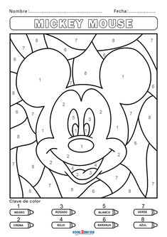 the mickey mouse color by number worksheet