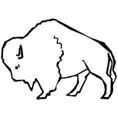 a black and white drawing of a bison