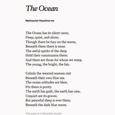 the ocean poem written in black and white