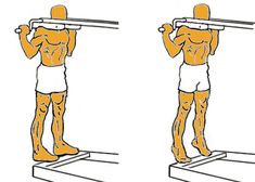 a drawing of a man lifting a barbell over his head and another person standing on the other side