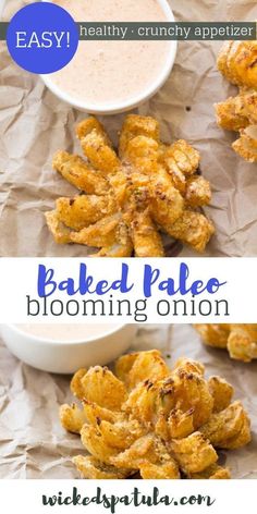 baked paleo blooming onion with dipping sauce