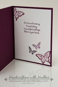 a close up of a greeting card with butterflies on the front and back of it