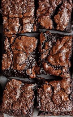 chocolate brownies stacked on top of each other