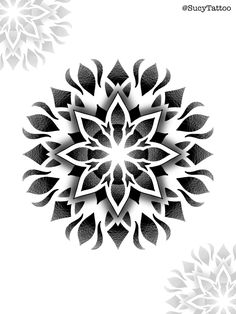 an abstract black and white flower design