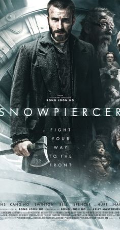 the movie snowpiecer is shown in front of an image of two men and one woman