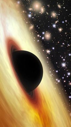 an artist's impression of a black hole in the sky with stars around it