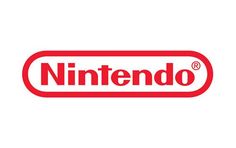 the nintendo logo is shown on a white background with black and gray lettering that reads,