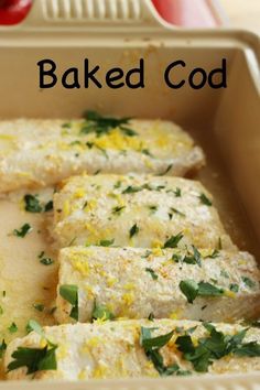 baked food in a baking pan with the words baked god above it and an image of bread