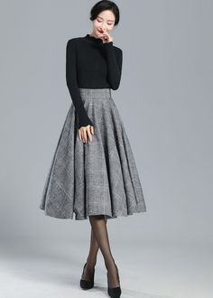 High Waist Plaid Wool Skirt Women Full Circle Skirt Swing - Etsy Luxury Winter Elegant Skirt, Luxury Relaxed Fit Full Skirt, Cheap Flared Skirt Bottoms For Work, Winter Skirt Iutfit, Luxury Wool A-line Skirt, Luxury Plaid Skirt For Spring, Luxury Flared Skirt For Office, Cheap Full Skirt For Workwear, Cheap Flared Skirt For Work