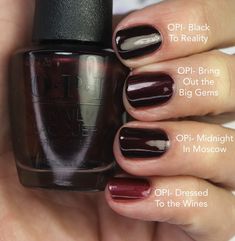 Dark Opi Nail Colors, Dark Nails For Fall, Cherry Brown Nails, Dark Cherry Nails, Opi Black Cherry Chutney, Moody Nails, Dark Nail Colors, Oxblood Nails, Black Cherry Nails