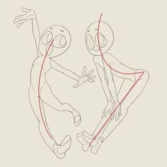 an image of two cartoon characters with one drawing the other as if they are dancing