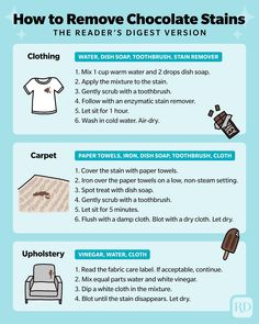 how to remove chocolate stains from clothes and other things that are not in the closet