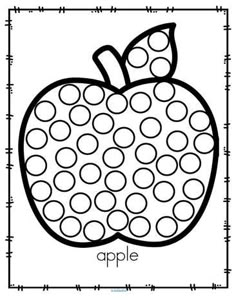 an apple coloring page with the letter o in it's middle and bottom corner