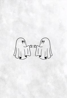 two ghost characters facing each other with one holding the other's hand and another looking at them