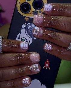 Braiders Nails Set Short, Shortie Nails Black Women, Natural Nail Gel Designs, Short Shellac Nail Designs, Super Short Square Nails, Extra Short Nail Designs, Short Nail Styles, Short Nails Design Ideas, Overlay Nails