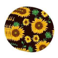 a sunflower pattern on a black background