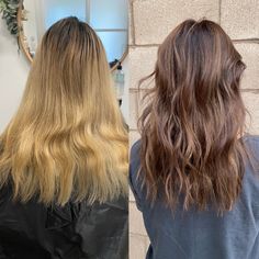 Blonde Brunette Before And After, Transition To Dark Hair From Blonde, Brown To Blonde Before And After, Blonde To Brunette Reverse Balayage, From Blond To Brunette Before And After Balayage Highlights, Reversed Balayage, Blonde Vs Brunette Before And After, Hair Transformation Blonde To Brunette, Blonde To Dark Hair Before And After