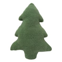 a green christmas tree shaped plush toy on a white background with clipping for text