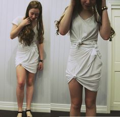 DIY: Skirt Tutorial: This is the simplest DIY skirt because all you need is a t-shirt. Via: Kate from pretty dresses in the laundry.com Toga Ideas, Diy Skirt Tutorial, Pillowcase Dress Pattern, Toga Dress, Shirt Upcycle, Knot Skirt, Toga Costume, Toga Party, Diy Dresses