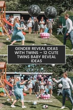 Visit Website Gender Reveal Themes For Twins, Twin Baby Gender Reveal Ideas, Gender Reveal Ideas For Twins Surprise, Twin Surprise Announcement, Surprise Twin Announcement