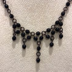 Jet Black Crystals On A Darkened Oxidized Gunmetal Create Such A Cool Look For This Subtle Statement Piece By The Talented Kyky&Zo. Black Jewelry Necklace Classy, Jeanette Mccurdy, Black Jewelry Necklace, Wire Jewerly, B Day Gifts, Necklace Inspiration, Black Bridal, Beaded Jewellery, Black Jewelry