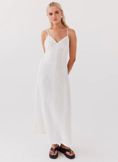 Riveria Knit Maxi Dress - White – Peppermayo US Sorority Rush Outfits, Rush Outfits, Formal Dresses Graduation, Audrey Dress, Knit Maxi Dress, Long Sleeve Knit Dress, Beige Dresses, Next Holiday, Strapless Tops