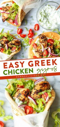 GREEK CHICKEN GYROS, chicken recipes, yummy dinner ideas Beverages Recipes, Mediterranean Foods, Greek Gyros, Chicken Grilled