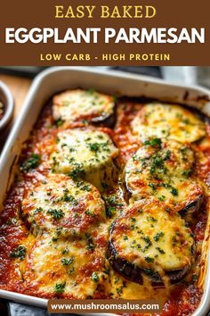 Looking for a healthy, low-carb dinner option? This Easy Baked Eggplant Parmesan is a high-protein, meatless dinner that’s perfect for fall! Packed with flavor and loaded with cheesy goodness, this dish combines layers of tender eggplant, rich tomato sauce, and melted cheese for a hearty vegetarian meal. Whether you're craving veggie eggplant parmesan or a nutritious baked recipe, this easy dish is ideal for weeknight dinners or cozy family meals! Eggplant Parmesan Recipes, Easy Baked Eggplant, Crispy Baked Eggplant, Eggplant Marinara, Baked Eggplant Slices, Baked Eggplant Parmesan, Eggplant Parmesan Recipe, Baked Recipe