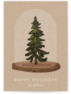 a christmas card with a pine tree on it