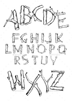 hand drawn alphabet letters and numbers