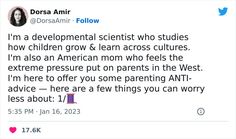 the tweet is posted to someone about their child's growth and learning