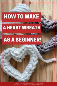 two crocheted hearts with the words how to make a heart wreath as a beginner