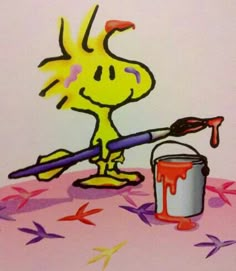 a painting of a cartoon character holding a paintbrush