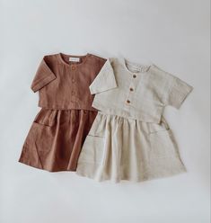 Linen Kids Clothes, Kids Dress Patterns, Kids Fashion Clothes, Button Top, Fashionable Baby Clothes