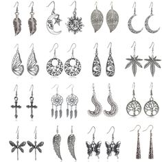 PRICES MAY VARY. 【Boho Earrings Set】: Comes with 16 pairs different dangle earrings, offer you many choices of daily wearing, the fish-hook closures make for easy on and off and provide graceful movement every time you turn your head. 【Ideal Accessory】: These Bohemian earrings go perfectly with almost any look— from a day at work to a night out. Whether you're headed out in jeans and a tee or dressed up in a party gown, these earrings will give all of your outfits a touch of elegance. 【Excellent Wholesale Earrings, Discount Jewelry, Silver Jewelry Fashion, Drop Dangle Earrings, Bohemian Earrings, Black Earrings, Earrings Vintage, Earrings Collection, Silver Earrings Dangle