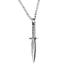 Bolline Knife Necklace mysticumluna2021 Silver Foil Print, Knife Necklace, Gothic Mode, Silver Foil Printing, Witch Necklace, Alternative Jewelry, Gothic Necklace, Knife Design, Velvet Bag