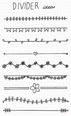 hand drawn divider lines with hearts and flowers