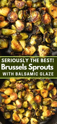 brussels sprouts with balsamic glaze in a skillet